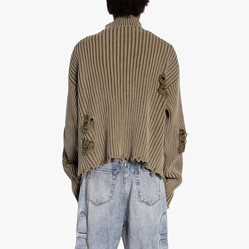 customize a sweater with hongfeng’s unique and stylish vintage washed distressed knitwear.